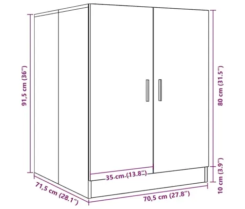 Skalbimo Mašinos Spintelė, Pilka Ąžuolo, 71X71,5X91,5Cm