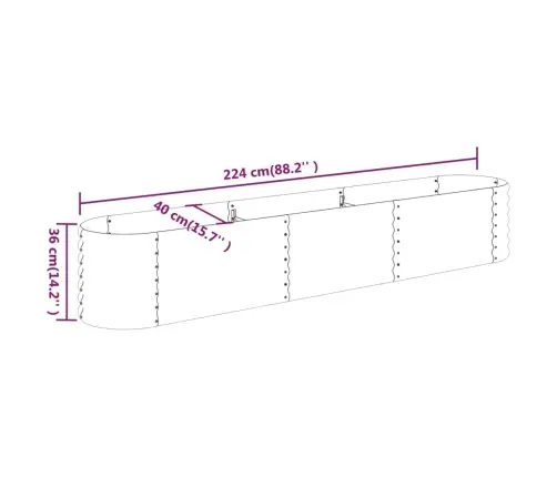 Augstā Puķu Kaste, 224X40X36 Cm, Tērauds, Sudrabaina Vidaxl