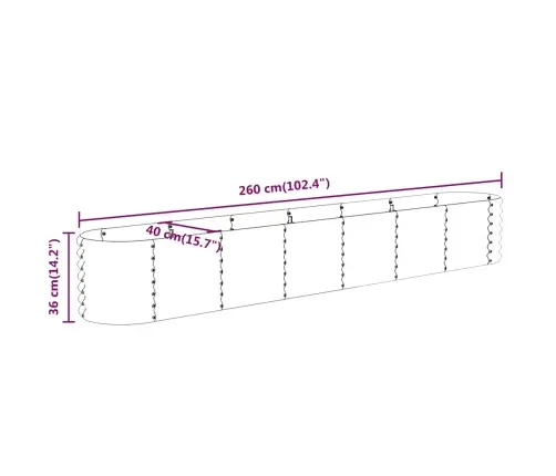 Aia Taimelava, Galvaniseeritud Teras, 260X40X36 cm Antratsiit