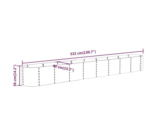 Aia Taimelava, Galvaniseeritud Teras, 332X40X36 cm Pruun