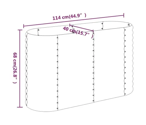 Aia Taimelava, Galvaniseeritud Teras, 114X40X68 cm Roheline