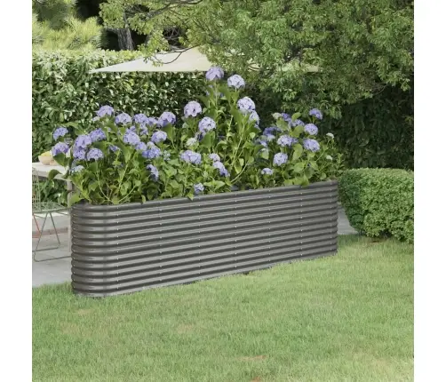 Augstā Puķu Kaste, 260X40X68 Cm, Pulverkrāsots Tērauds, Pelēka Vidaxl