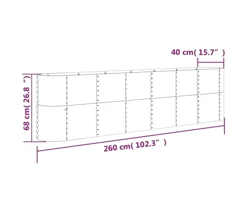 Augstā Puķu Kaste, 260X40X68 Cm, Tērauds, Antracītpelēka Vidaxl