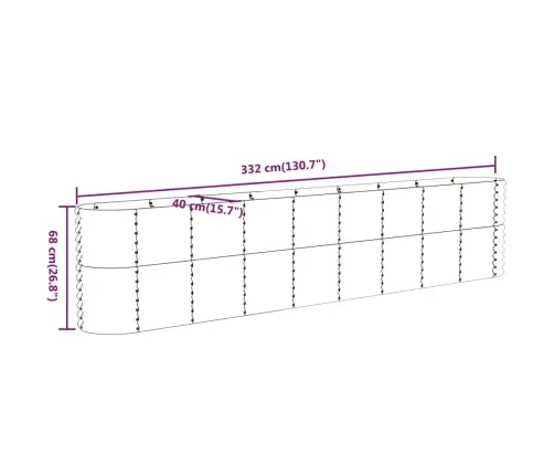 Aukštas Sodo Lovelis, Rudas, 332X40X68cm Cinkuotas Plienas