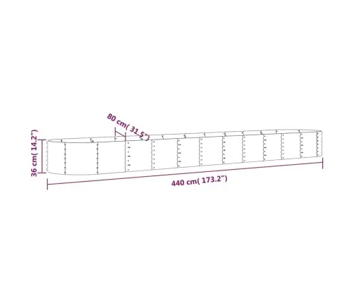 Augstā Puķu Kaste, 440X80X36 Cm, Pulverkrāsots Tērauds, Brūna Vidaxl