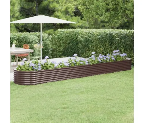 Augstā Puķu Kaste, 440X80X36 Cm, Pulverkrāsots Tērauds, Brūna Vidaxl