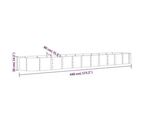 Aia Taimelava, Galvaniseeritud Teras, 440X80X36 cm Antratsiit