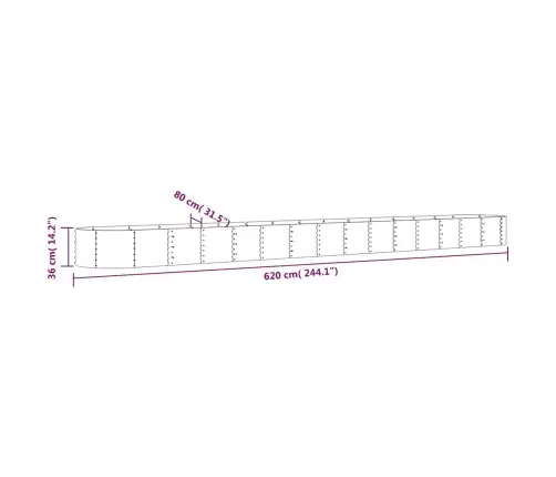 Aia Taimelava, Galvaniseeritud Teras, 620X80X36 cm Antratsiit