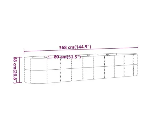 Aia Taimelava, Galvaniseeritud Teras, 368X80X68 cm Hõbedane