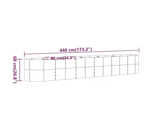 Aia Taimelava, Galvaniseeritud Teras, 440X80X68 cm Hall