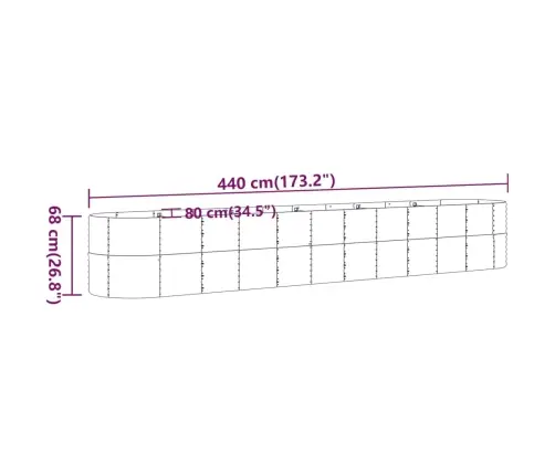 Augstā Puķu Kaste, 440X80X68 Cm, Pulverkrāsots Tērauds, Brūna Vidaxl