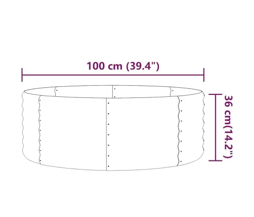 Aia Taimelava, Galvaniseeritud Teras, 100X100X36 cm Hall