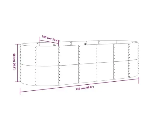 Augstā Puķu Kaste, 249X100X68 Cm, Pulverkrāsots Tērauds, Zaļa Vidaxl