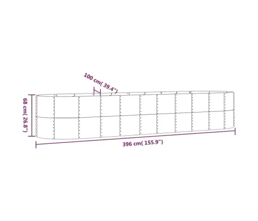 Aia Taimelava, Galvaniseeritud Teras, 396X100X68 cm Pruun