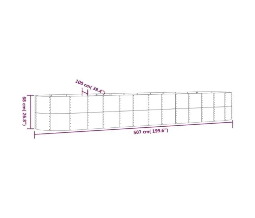 Aia Taimelava, Pulbervärvitud Teras, 507X100X68 cm Hõbedane