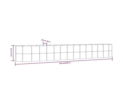 Augstā Puķu Kaste, Sudrabaina, 554X100X68 Cm, Tērauds Vidaxl