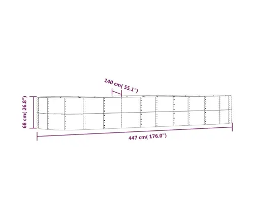 Augstā Puķu Kaste, Antracītpelēka, 447X140X68 Cm, Cinkots Tērauds Vidaxl