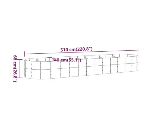 Augstā Puķu Kaste, 510X140X68 Cm, Tērauds, Sudrabaina Vidaxl