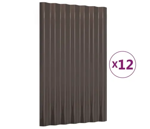 Jumta Paneļi, 12 Gab., Pulverkrāsots Tērauds, Brūni, 60X36 Cm Vidaxl