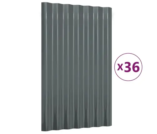 Katusepaneelid 36 Tk, Galvaniseeritud Teras, Hall, 60 X 36Cm