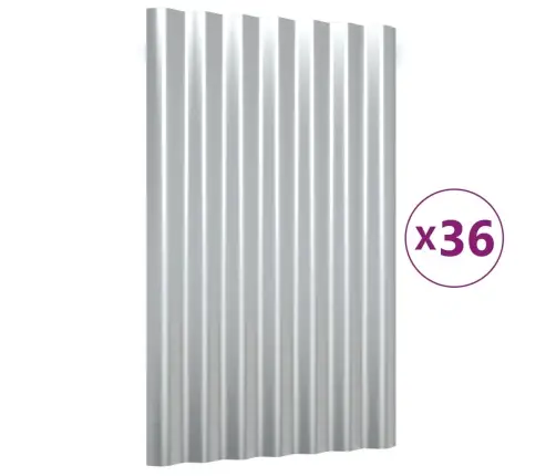 Jumta Paneļi, 36 Gab., Tērauds, Sudraba Krāsā, 60X36 Cm Vidaxl