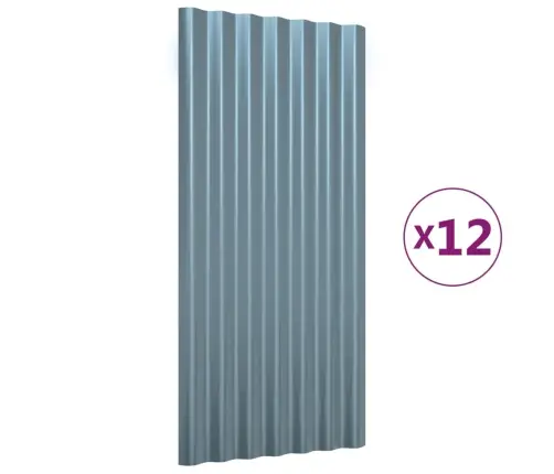 Stogo Plokštės, 12Vnt., Pilkos, 80X36cm Cinkuotas Plienas