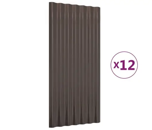 Jumta Paneļi, 12 Gab., Pulverkrāsots Tērauds, Brūni, 80X36 Cm Vidaxl