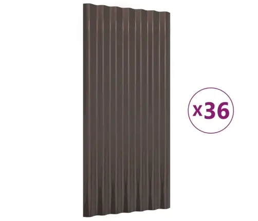 Katusepaneelid 36 Tk, Galvaniseeritud Teras, Pruun, 80 X 36 Cm