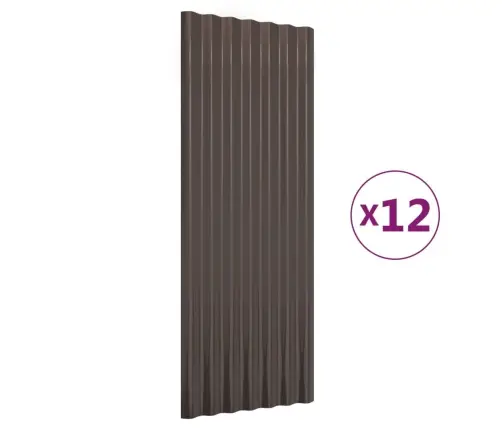 Jumta Paneļi, 12 Gab., Pulverkrāsots Tērauds, Brūni, 100X36 Cm Vidaxl