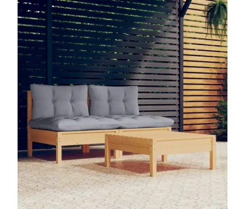 Sodo Komplektas Su Pilkomis Pagalvėmis, 3 Dalių, Pušis