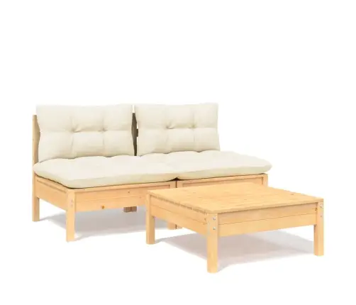 3-Daļīgs Dārza Mēbeļu Komplekts Ar Krēmkrāsas Matračiem, Priede Vidaxl 3-Daļīgs Dārza Mēbeļu Komplekts Ar Krēmkrāsas Matračiem, Priede Vidaxl