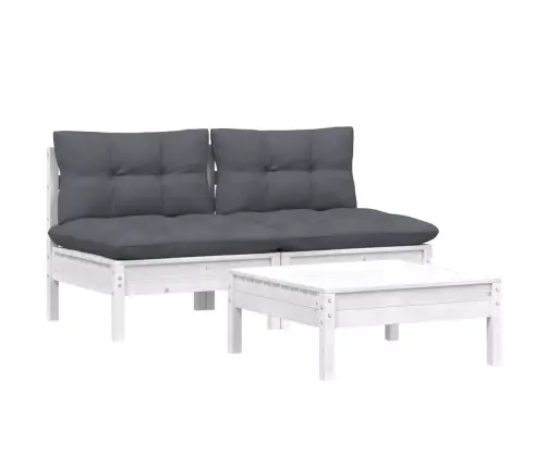 3-Osaline Aiamööbli Komplekt Antratsiithallide Patjadega