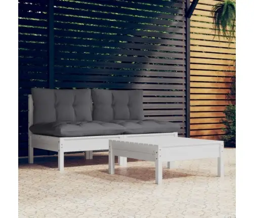 3-Osaline Aiamööbli Komplekt Antratsiithallide Patjadega