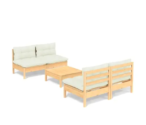 Sodo Komplektas Su Kreminėmis Pagalvėlėmis, 5 Dalių, Pušis