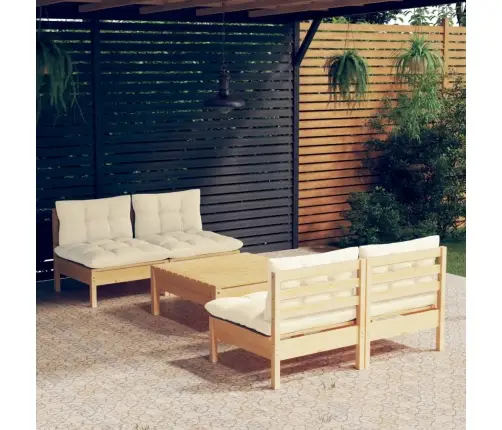 Sodo Komplektas Su Kreminėmis Pagalvėlėmis, 5 Dalių, Pušis