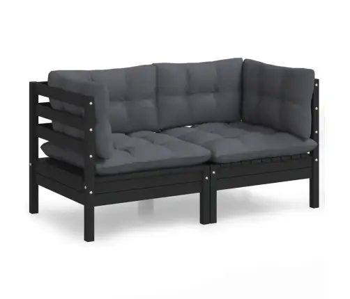 2-Vietīgs Dārza Dīvāns Ar Antracītpelēkiem Matračiem, Priede Vidaxl