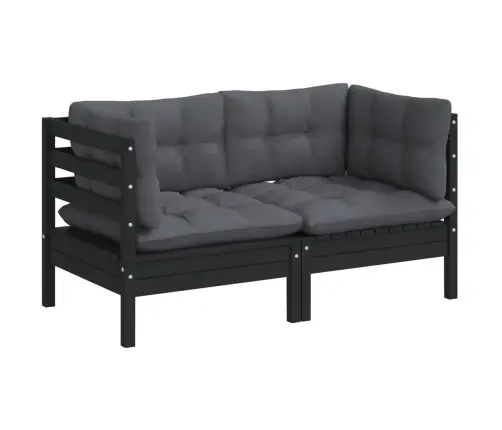 2-Vietīgs Dārza Dīvāns Ar Antracītpelēkiem Matračiem, Priede Vidaxl