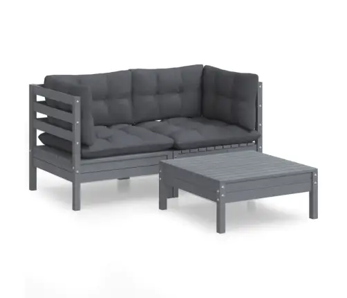 Sodo Komplektas Su Antracito Pagalvėlėmis, 3 Dalių, Pušis