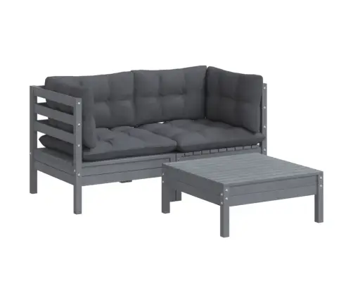 Sodo Komplektas Su Antracito Pagalvėlėmis, 3 Dalių, Pušis