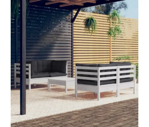 5-Daļīgs Dārza Mēbeļu Komplekts Ar Pelēkiem Matračiem, Priede Vidaxl