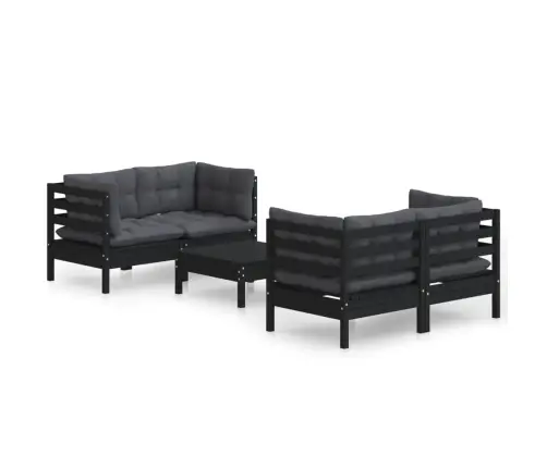 5-Daļīgs Dārza Mēbeļu Komplekts Ar Pelēkiem Matračiem, Priede Vidaxl