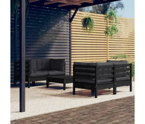 5-Daļīgs Dārza Mēbeļu Komplekts Ar Pelēkiem Matračiem, Priede Vidaxl