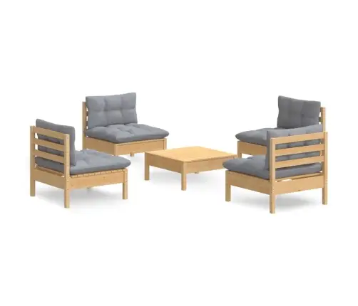 Sodo Komplektas Su Pilkomis Pagalvėmis, 5 Dalių, Pušis