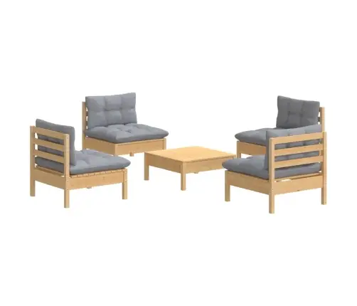 Sodo Komplektas Su Pilkomis Pagalvėmis, 5 Dalių, Pušis