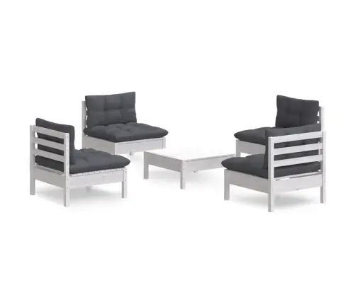 5-Daļīgs Dārza Mēbeļu Komplekts Ar Pelēkiem Matračiem, Priede Vidaxl
