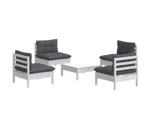 5-Daļīgs Dārza Mēbeļu Komplekts Ar Pelēkiem Matračiem, Priede Vidaxl
