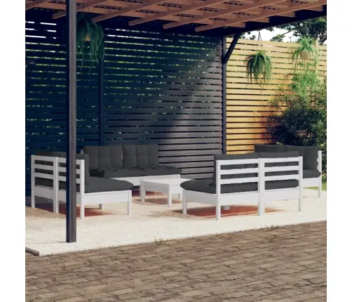 9-Osaline Aiamööbli Komplekt Antratsiithallide Patjadega