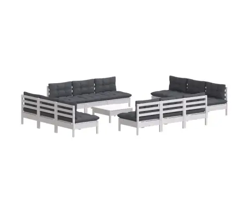 13-Daļīgs Dārza Mēbeļu Komplekts Ar Pelēkiem Matračiem, Priede Vidaxl