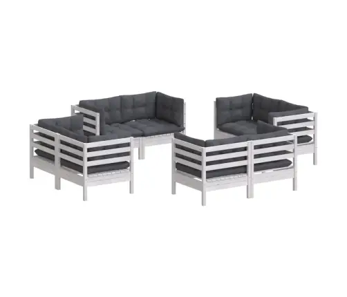 8-Daļīgs Dārza Mēbeļu Komplekts Ar Pelēkiem Matračiem, Priede Vidaxl