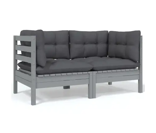 8-Daļīgs Dārza Mēbeļu Komplekts Ar Pelēkiem Matračiem, Priede Vidaxl